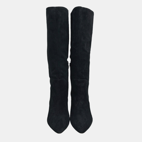 Botkier Sharon Boots Tall Black Suede Leather Block Heel Side Zip Women Size 7.5 - Picture 4 of 8